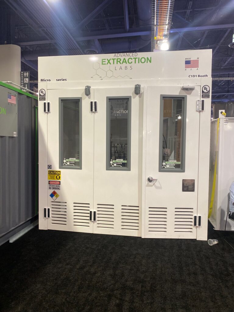 Advanced Extraction Labs Micro Series C1D1 modular extraction booth with tempered glass windows and safety features