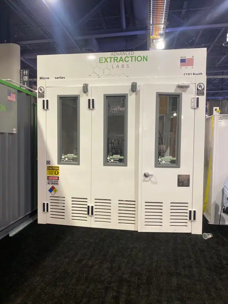Advanced Extraction Labs Micro Series C1D1 modular extraction booth with tempered glass windows and safety features