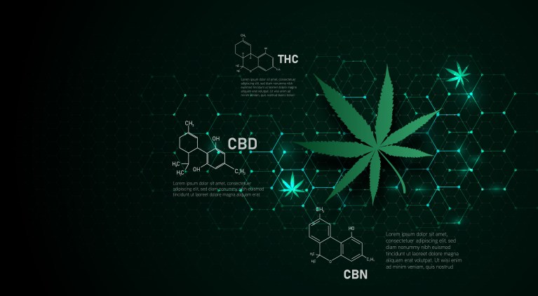 Abstract molecular structure with green tones representing herbal science and medical innovation
