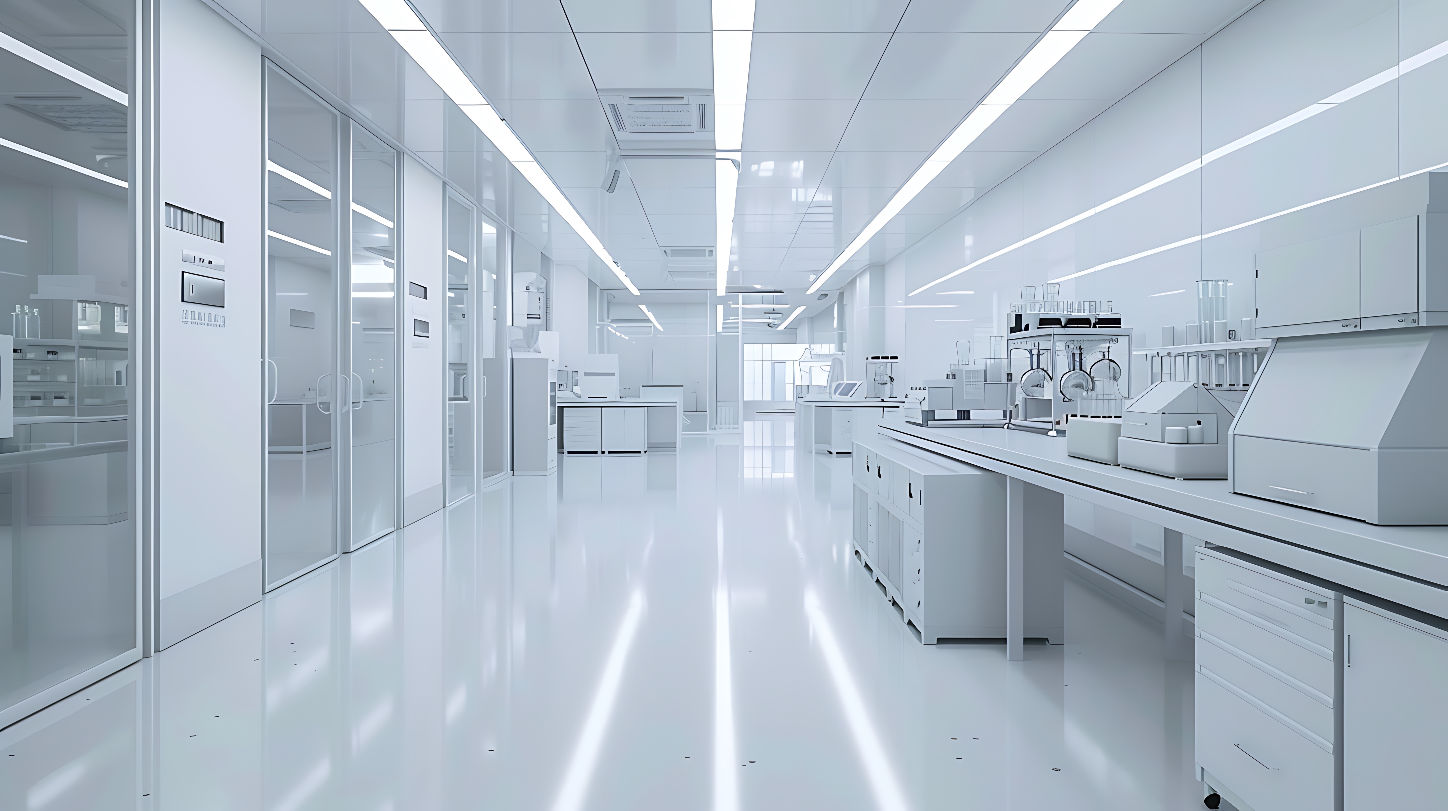 Clean laboratory environment featuring integrated HVAC and air filtration systems for environmental control