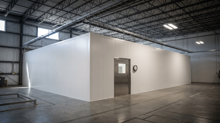 Hardwall modular cleanroom exterior — AEL prefabricated ISO-classified cleanroom enclosure