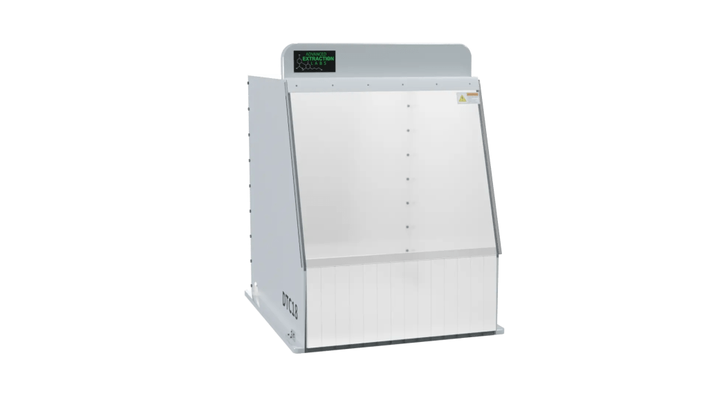 DTC 20 ducted fume hood measuring 24 feet long by 20 feet wide by 25 feet high with heavy-duty construction