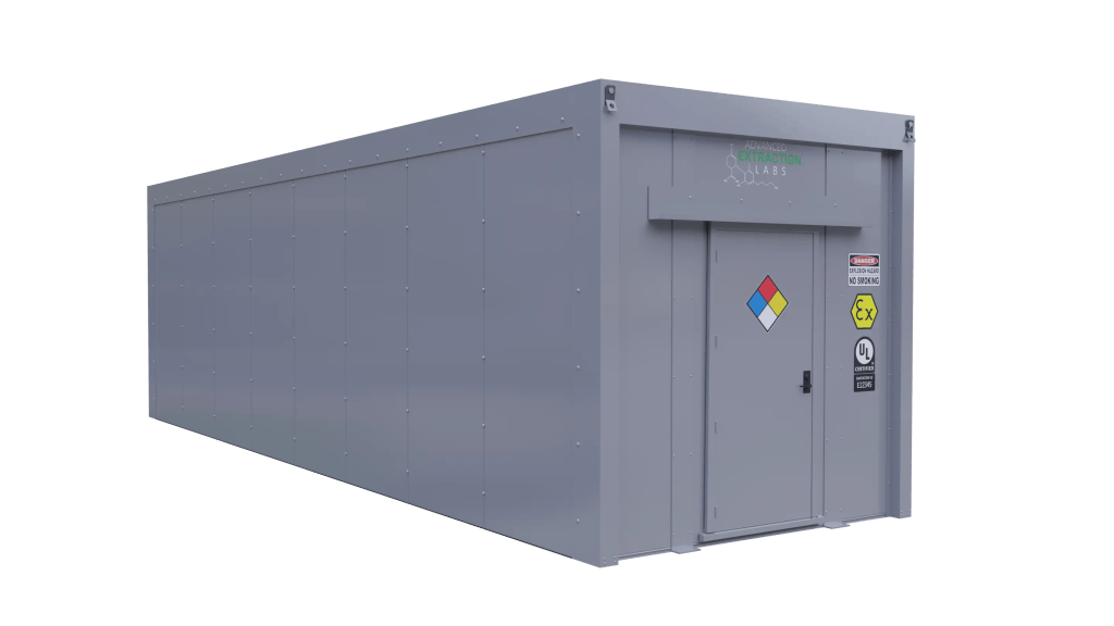 Exterior view of blast-resistant building with fire-rated construction for industrial safety applications