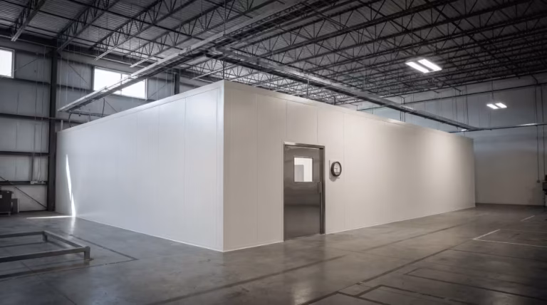 Hardwall modular cleanroom exterior — AEL prefabricated ISO-classified cleanroom enclosure